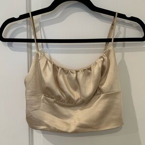 Zara Silky Beige Cropped Tank - XS